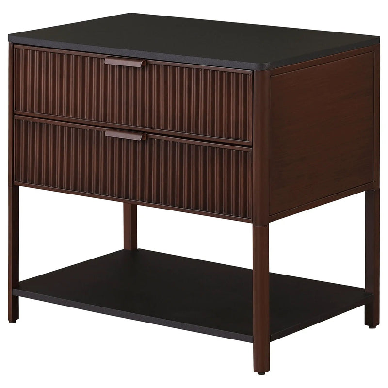 Zimmerlee 2-drawer Side Table with Shelf Rust Brown by Unique Piece Furniture