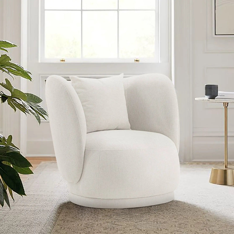 Weave - Accent Chair With Pillow, Comfortable Seating For Living Room - Cream by HouseOfZazla