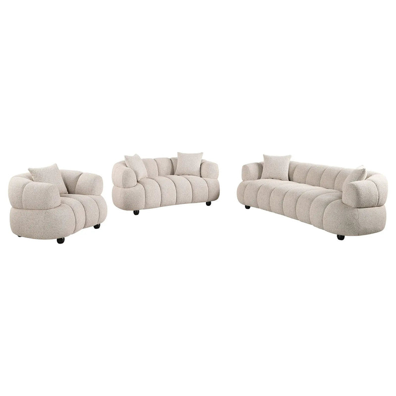 Whitney Contemporary Channel Tufted Boucle Upholstered Sofa Set by Unique Piece Furniture