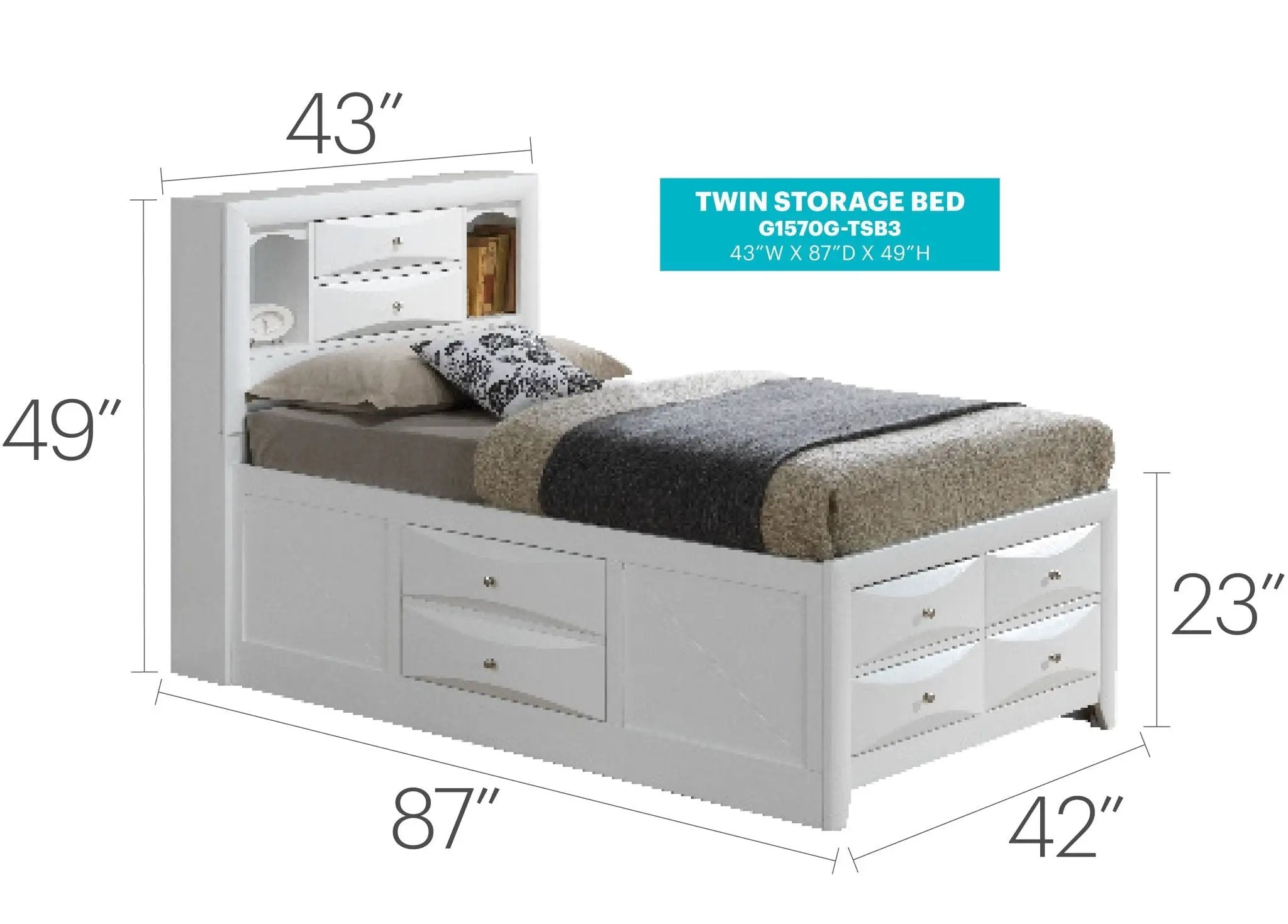 Modern Design Storage Bed With Bookcase Headboard by Unique Piece Furniture