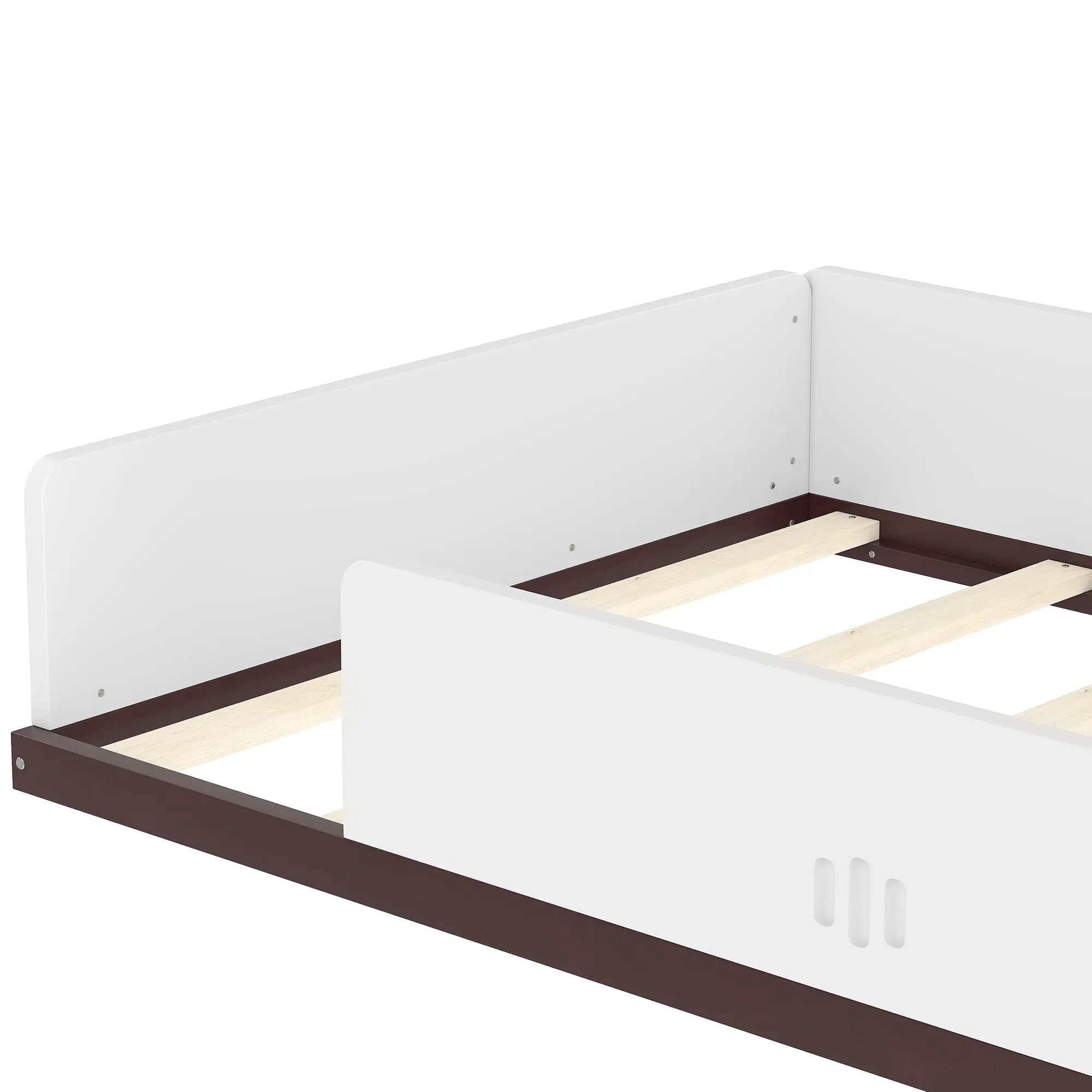 Twin Size Car-Shaped Floor Bed with Storage for Kids by HouseOfZazla