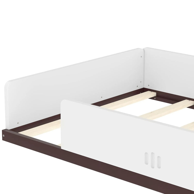 Twin Size Car-Shaped Floor Bed with Storage for Kids by HouseOfZazla