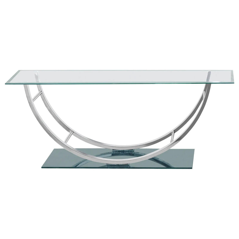 Danville Rectangular U-Shaped Glass Top Coffee Table Chrome by Unique Piece Furniture