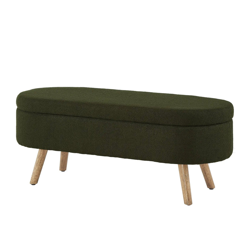 Luxury Oval Boucle Storage Ottoman Bench by HouseOfZazla