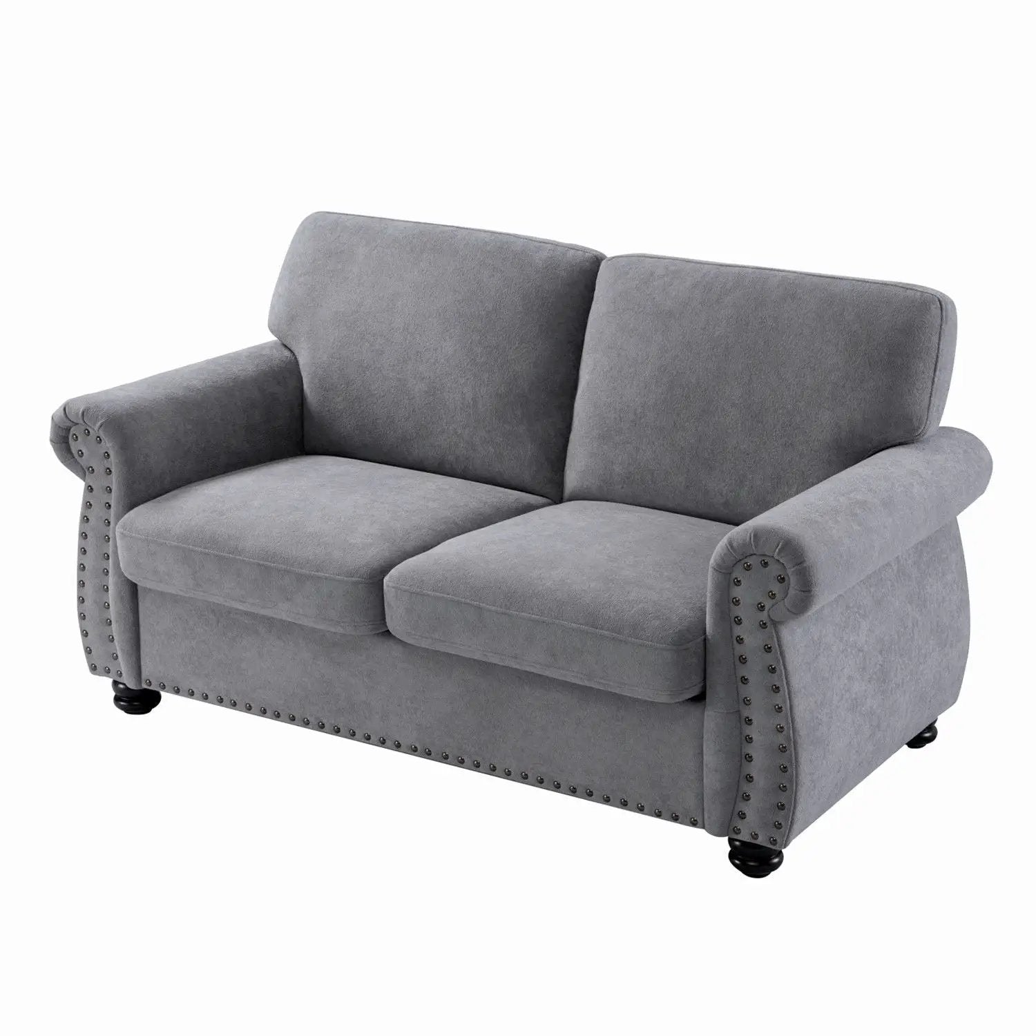Soft Loveseat, Upholstered 2 Seater Couch, Loose Back Cushions And Turned Legs by Unique Piece Furniture