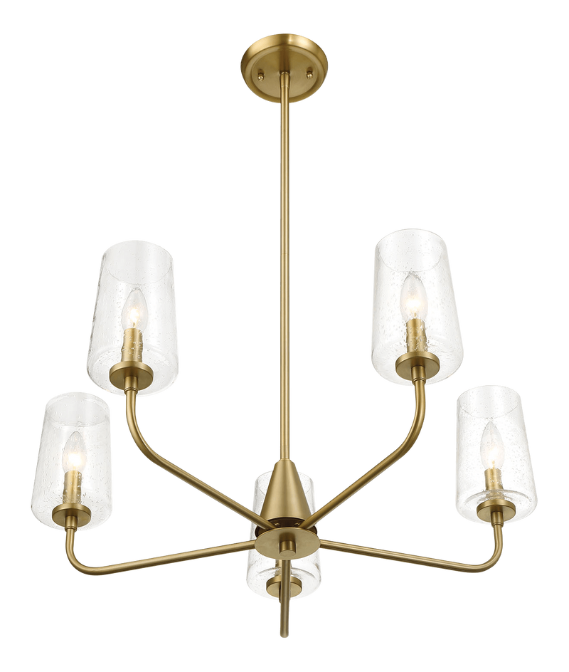 Dazzle Five Lights Chandelier With Clear Seeded Glass - Satin Brass by HouseOfZazla