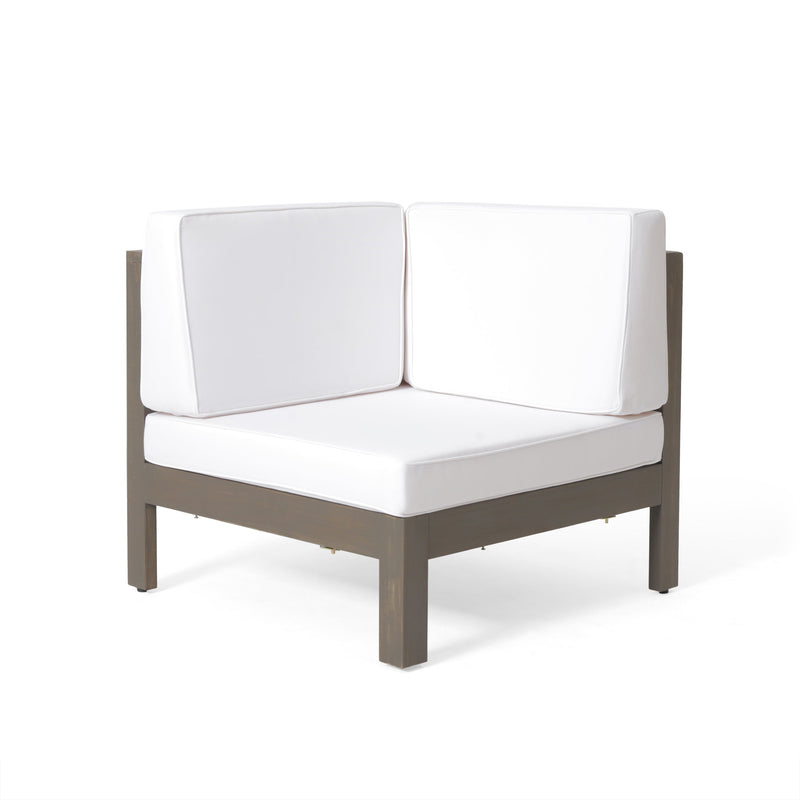 OANA Outdoor Wooden Sectional Set with Cushions, White by HouseOfZazla