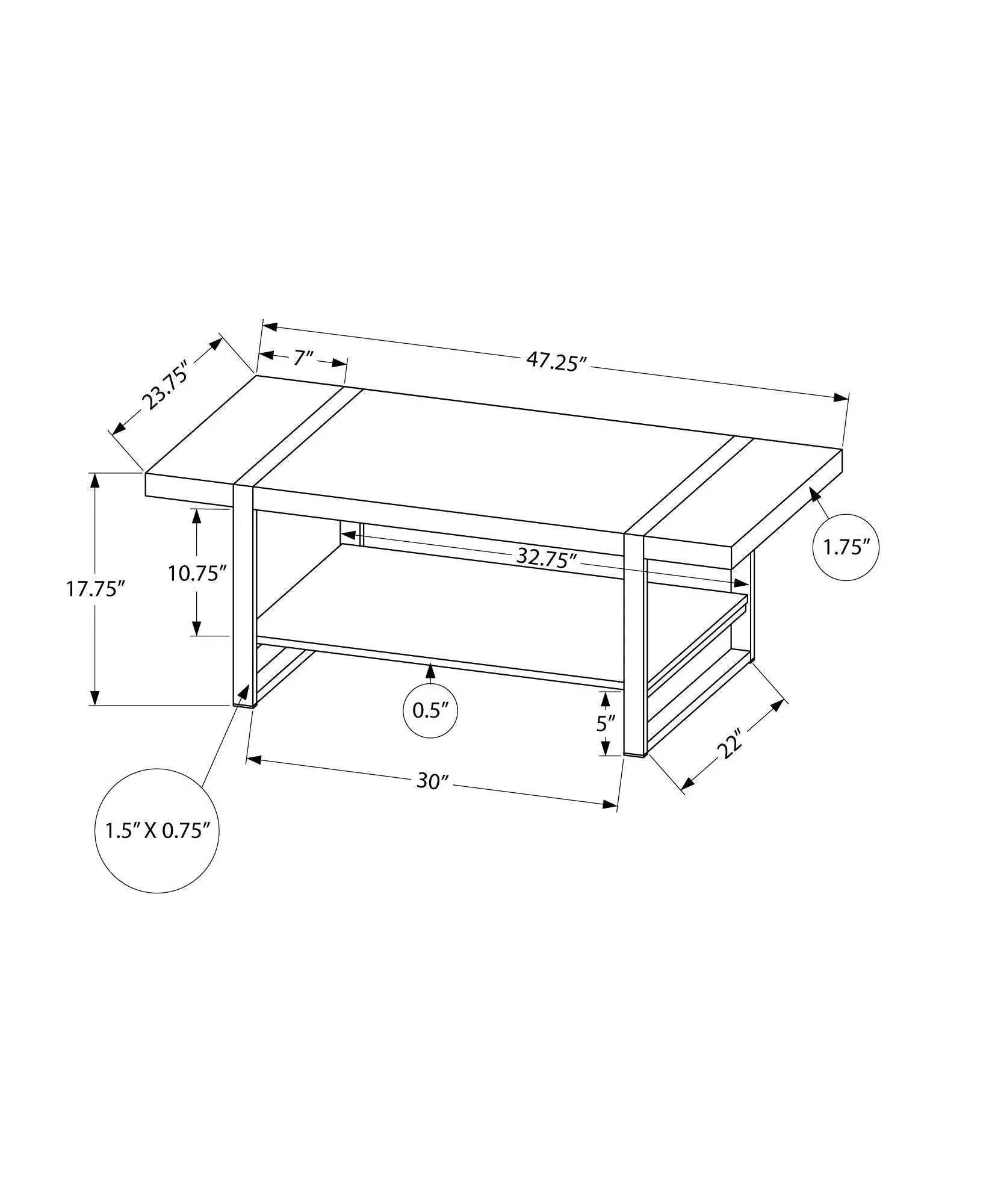 Coffee Table, Accent, Cocktail, Rectangular, Living Room, Contemporary, Modern by Unique Piece Furniture