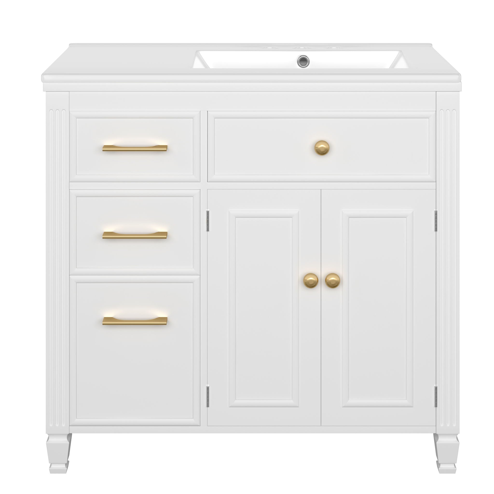 Modern Bathroom Vanity With Ceramic Sink, Freestanding