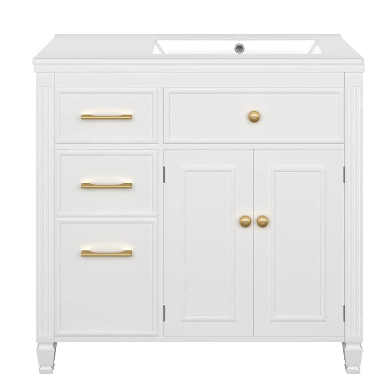 Modern Bathroom Vanity With Ceramic Sink, Freestanding