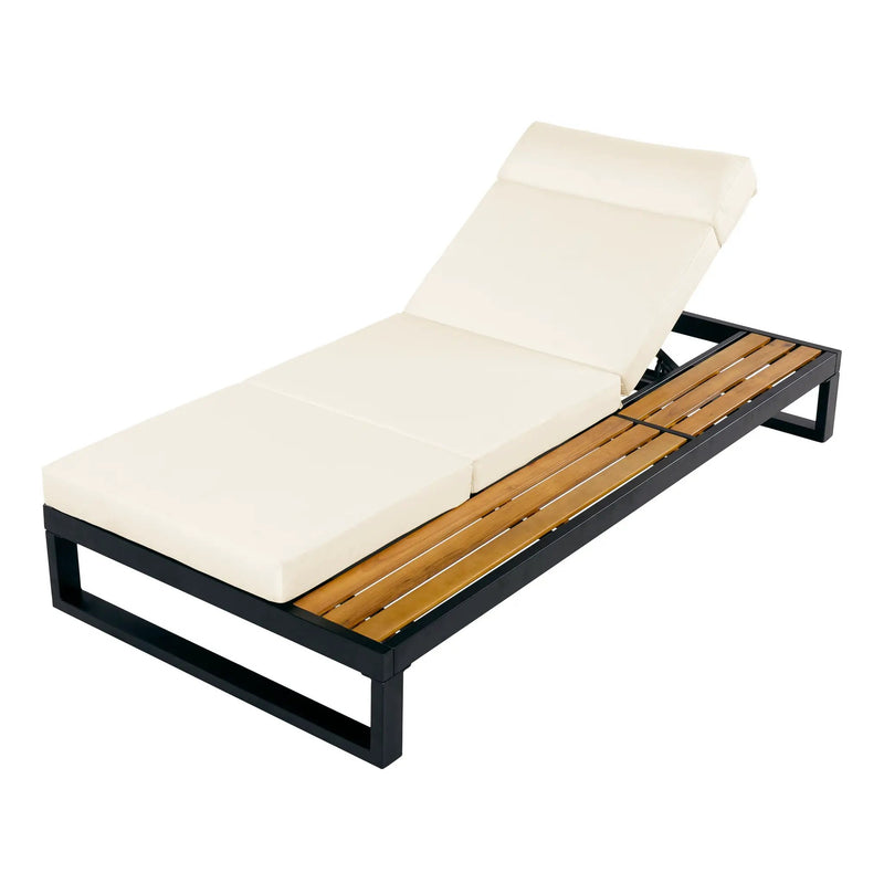 Black Iron & Teak Finish Chaise Lounge Set by HouseOfZazla