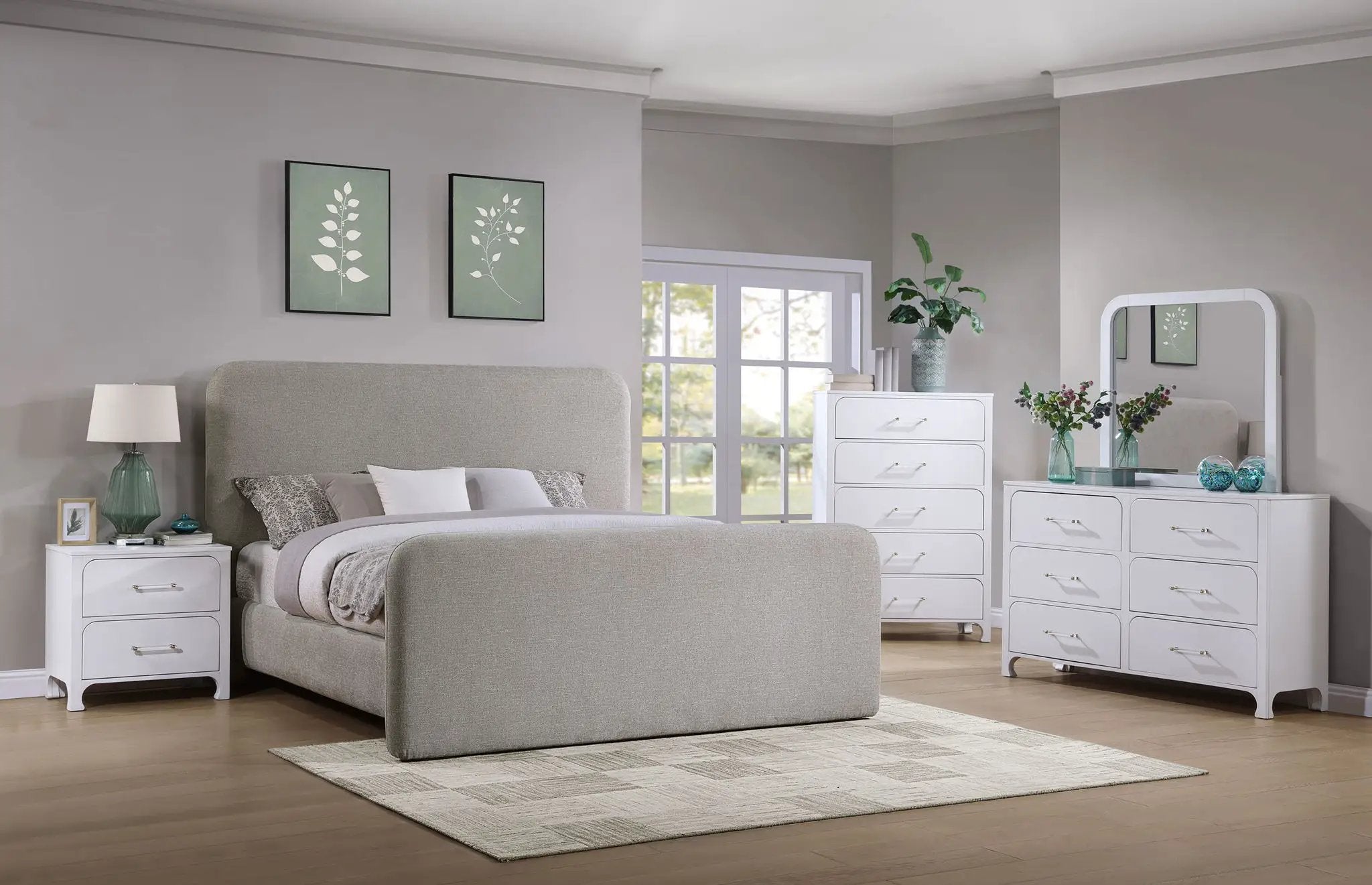 Wren Upholstered Eastern King Panel Bed Grey by Unique Piece Furniture