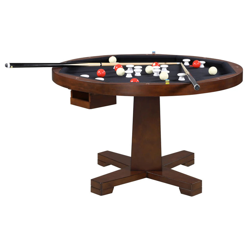 Calloway - Round Game Table With Pedestal Base - Dark Brown by HouseOfZazla