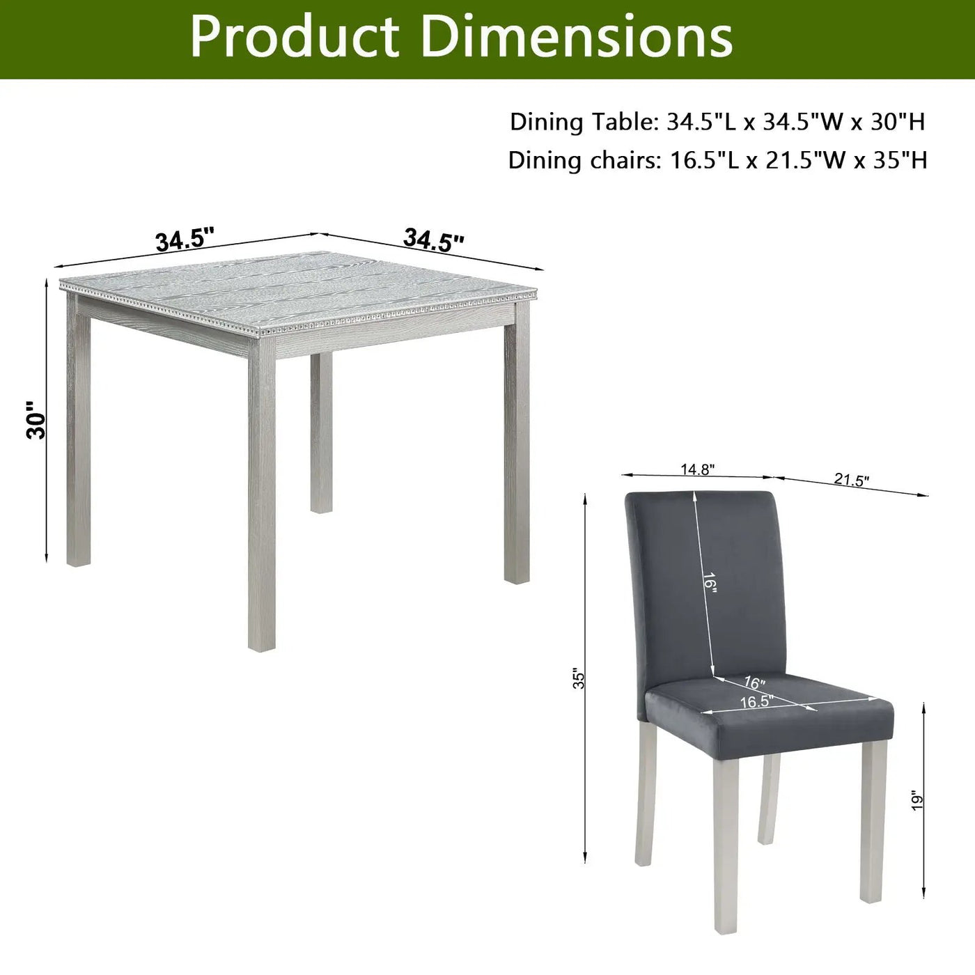 5 Pieces Wooden Dining Table Set, Square Table And 4 Upholstered Chairs by Unique Piece Furniture
