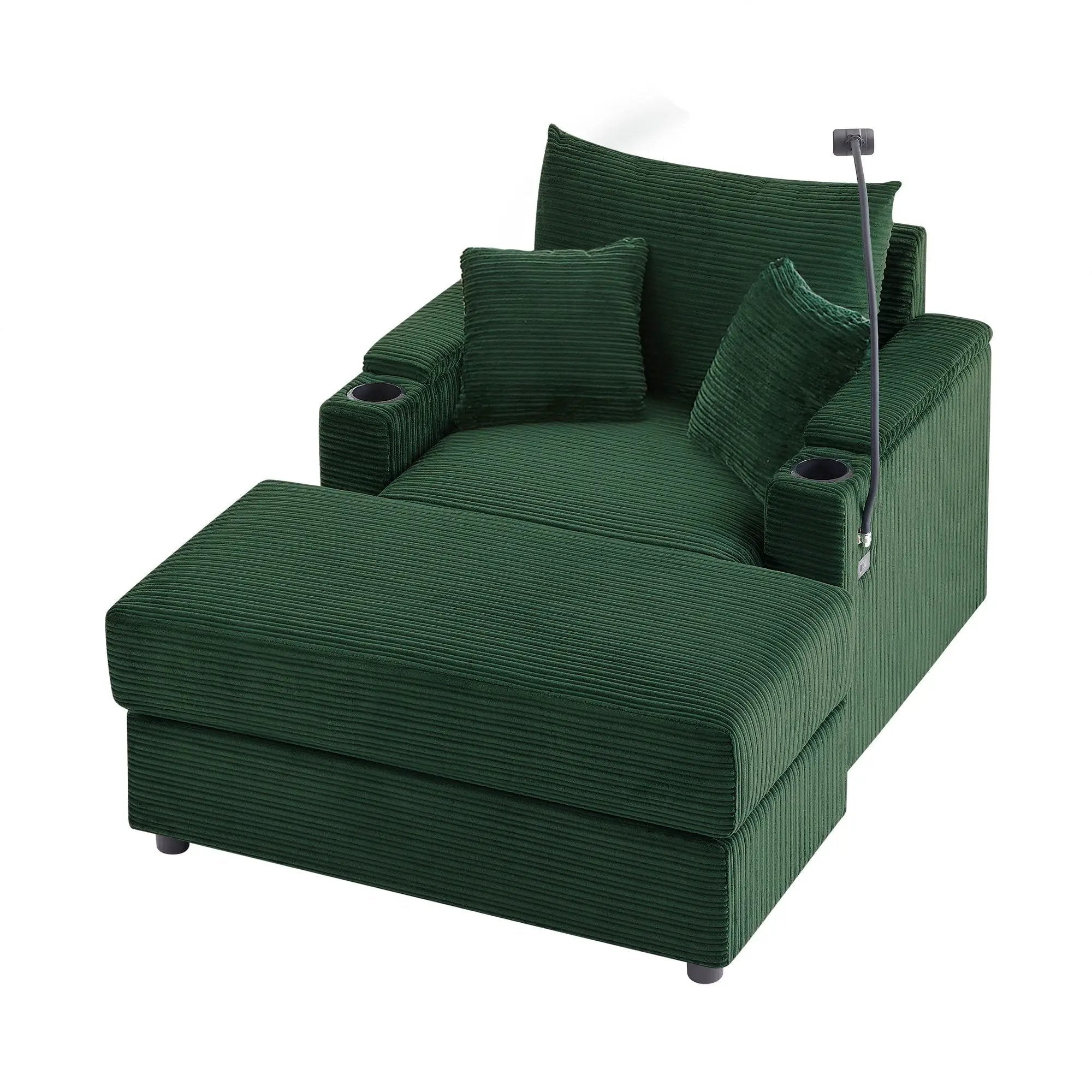 Modern Style Loveseat Sofa Sectional Sofa Couch With Storage Space, A Movable Ottoman, Two USB Ports, Two Cup Holders, A Phone Holder For Living Room by HouseOfZazla