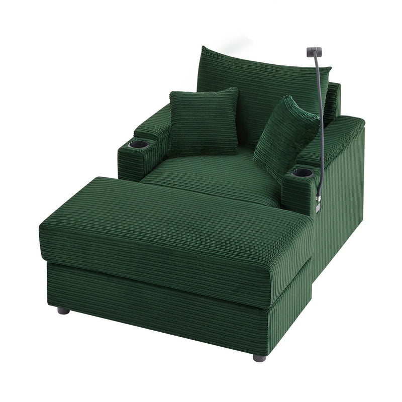 Modern Style Loveseat Sofa Sectional Sofa Couch With Storage Space, A Movable Ottoman, Two USB Ports, Two Cup Holders, A Phone Holder For Living Room by HouseOfZazla