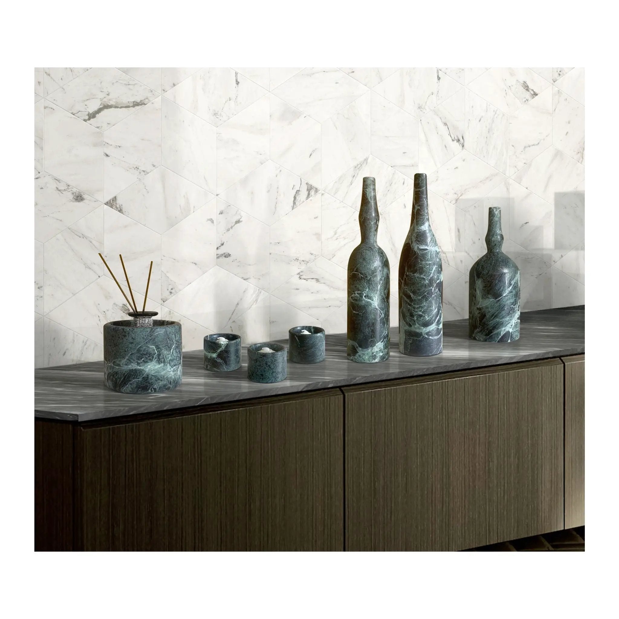 7 Pieces Luxury Natural Marble Living Room Accessories Set by Unique Piece Furniture