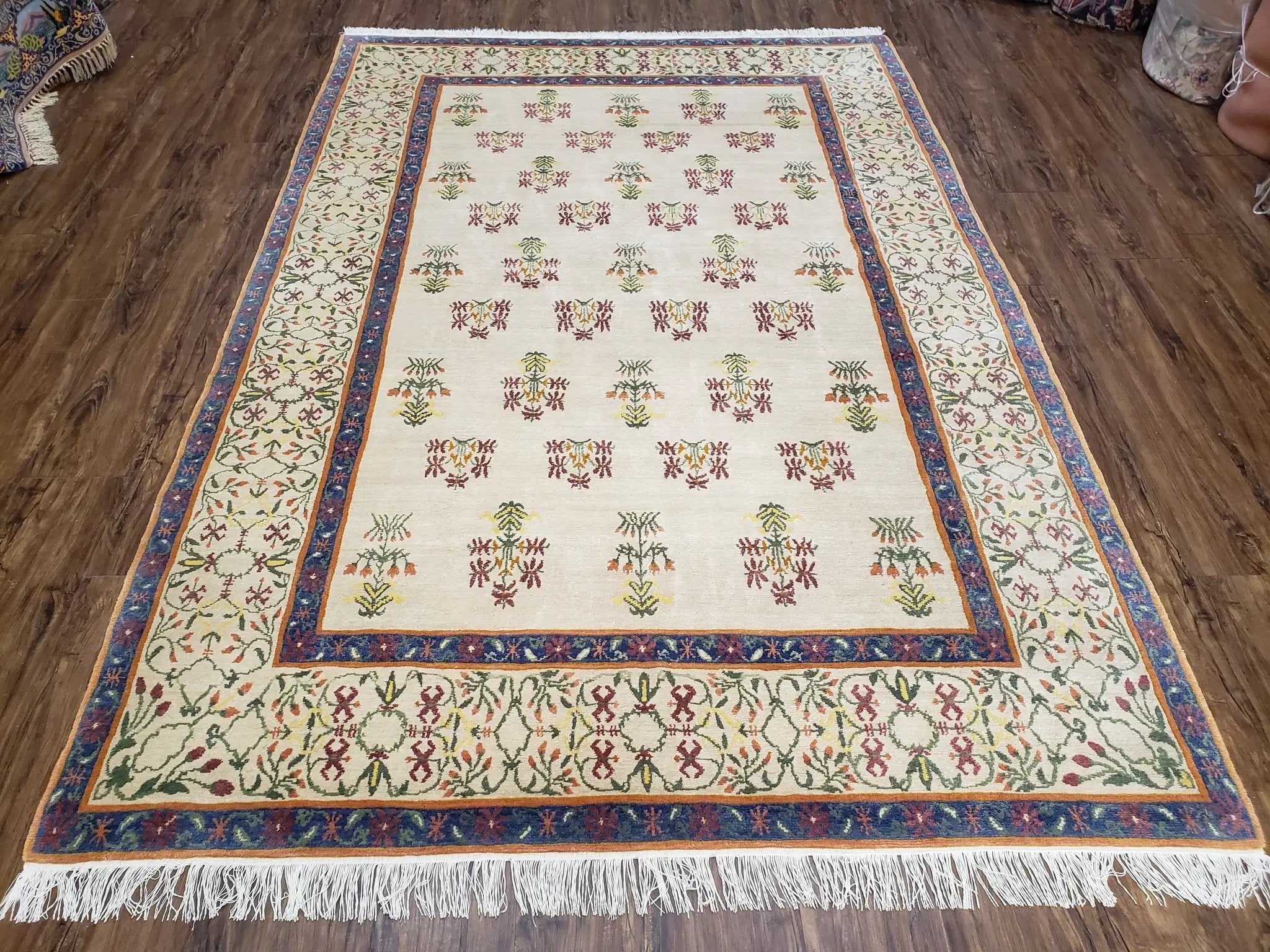 Tufenkian Rug 5.9 x 8.6, Tibetan Nepalese Rug, Hand Knotted, Soft Shiny Wool, Repeated Motifs, Contemporary Modern, Area Rug 6x9, Vintage by Jewel Rugs