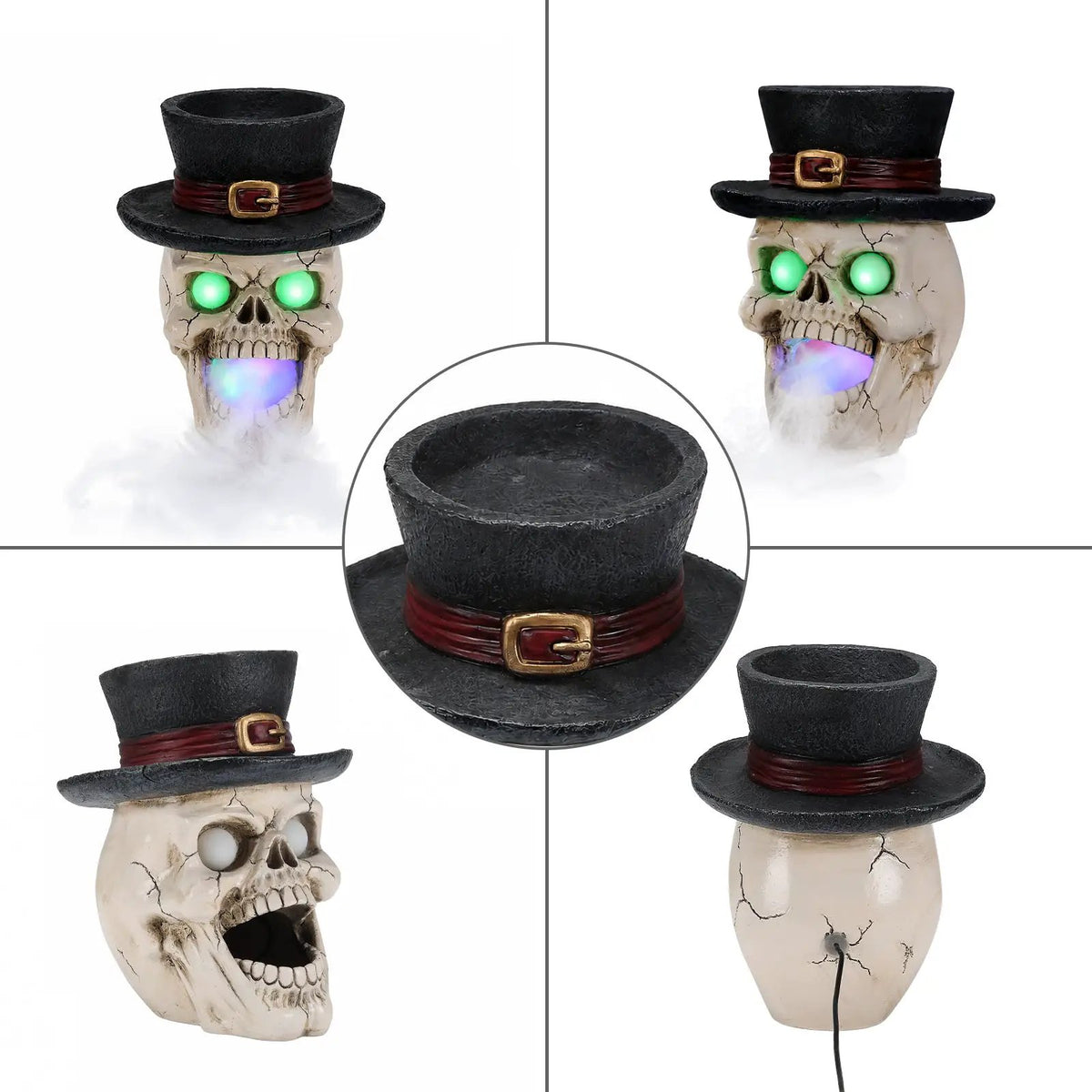 LED Light-Up Skull with Top Hat & Mist Maker by HouseOfZazla