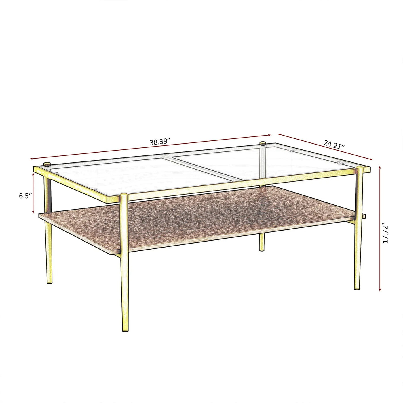 Rectangle Coffee Table With Tempered Glass Top And Legs, Modern Table For Living Room by HouseOfZazla