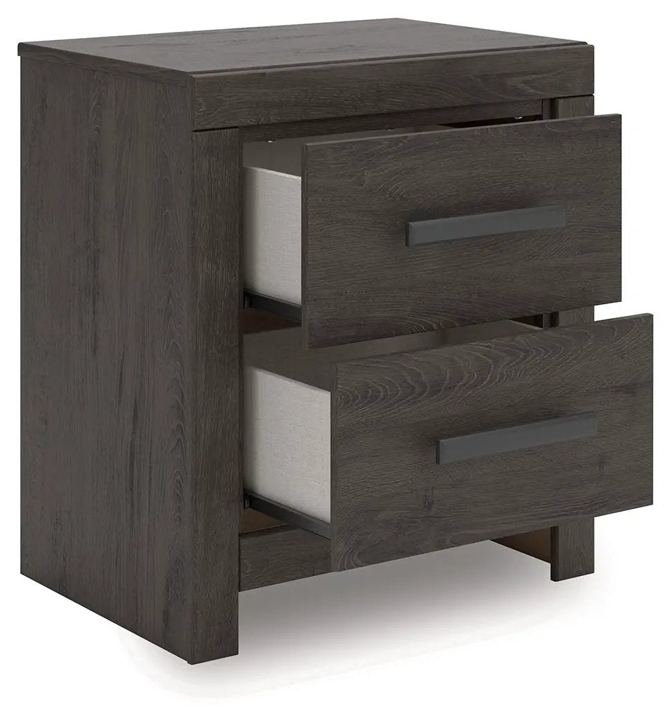 Prendonea - Two Drawer Night Stand - Charcoal by Unique Piece Furniture