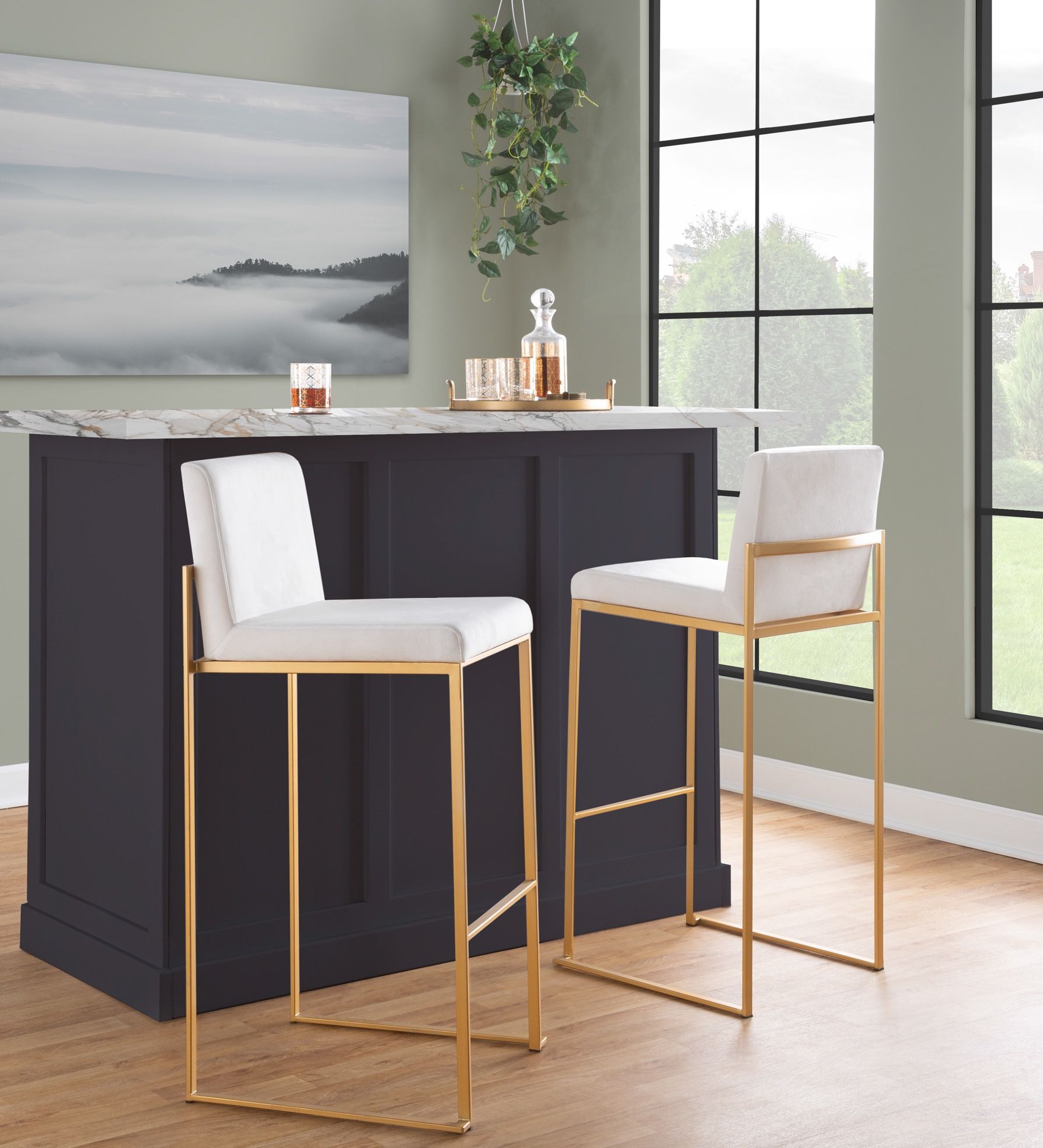 Fuji - Contemporary Design High Back Barstool by Unique Piece Furniture
