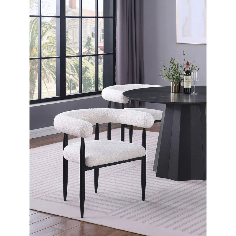 Notting - Upholstered Dining Arm Chair (Set of 2) In And Open C Shaped Backrest - Cream by HouseOfZazla