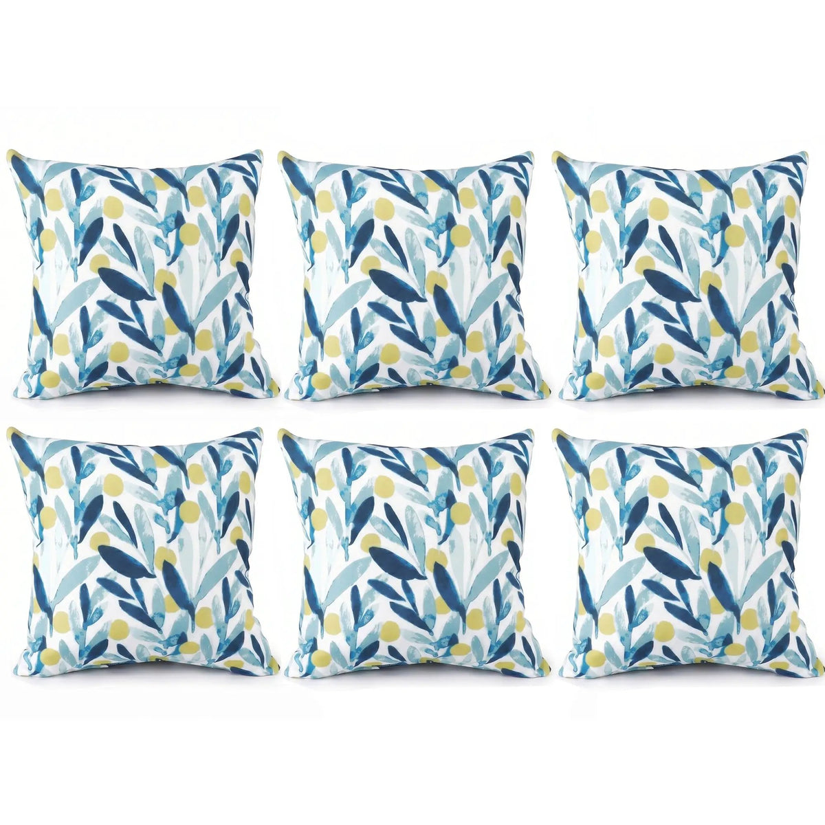 6 Pack Outdoor Pillow Covers - Coastal Leaves Design