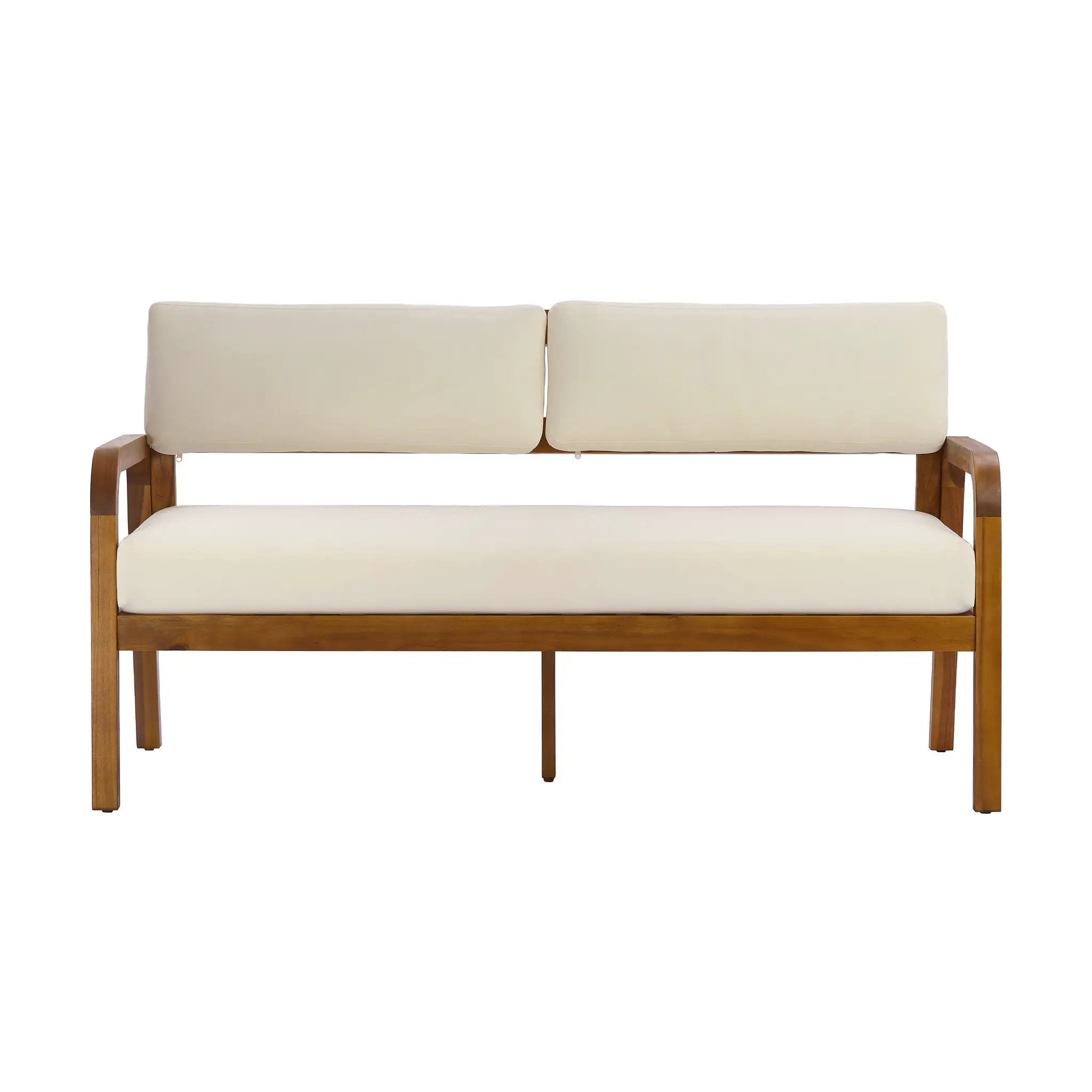 2 Pieces Outdoor Sofa Set with Cushions - Teak by HouseOfZazla