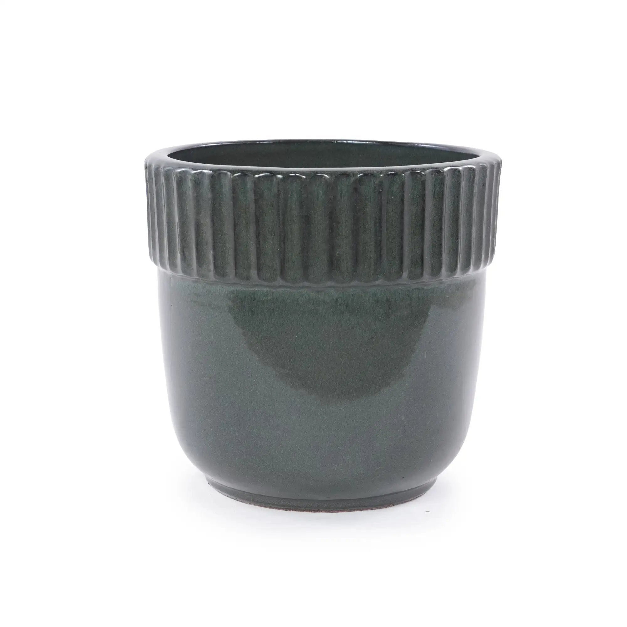 Handmade Ceramic Planter Set of 3, 15/12/9 Inch Diameter, Dark by HouseOfZazla