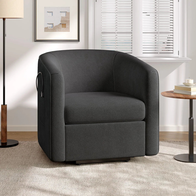 Power Lift Recliner Barrel Shape Reclining Chair With Footrest And Side Pocket by Unique Piece Furniture