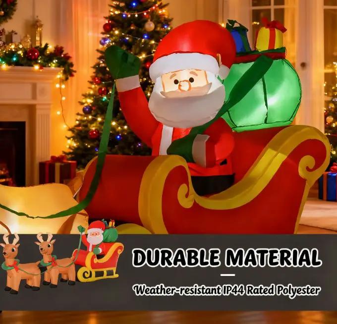 Outdoor Inflatable Santa Claus Decoration with Sleigh and Reindeer, photo 6 of 8
