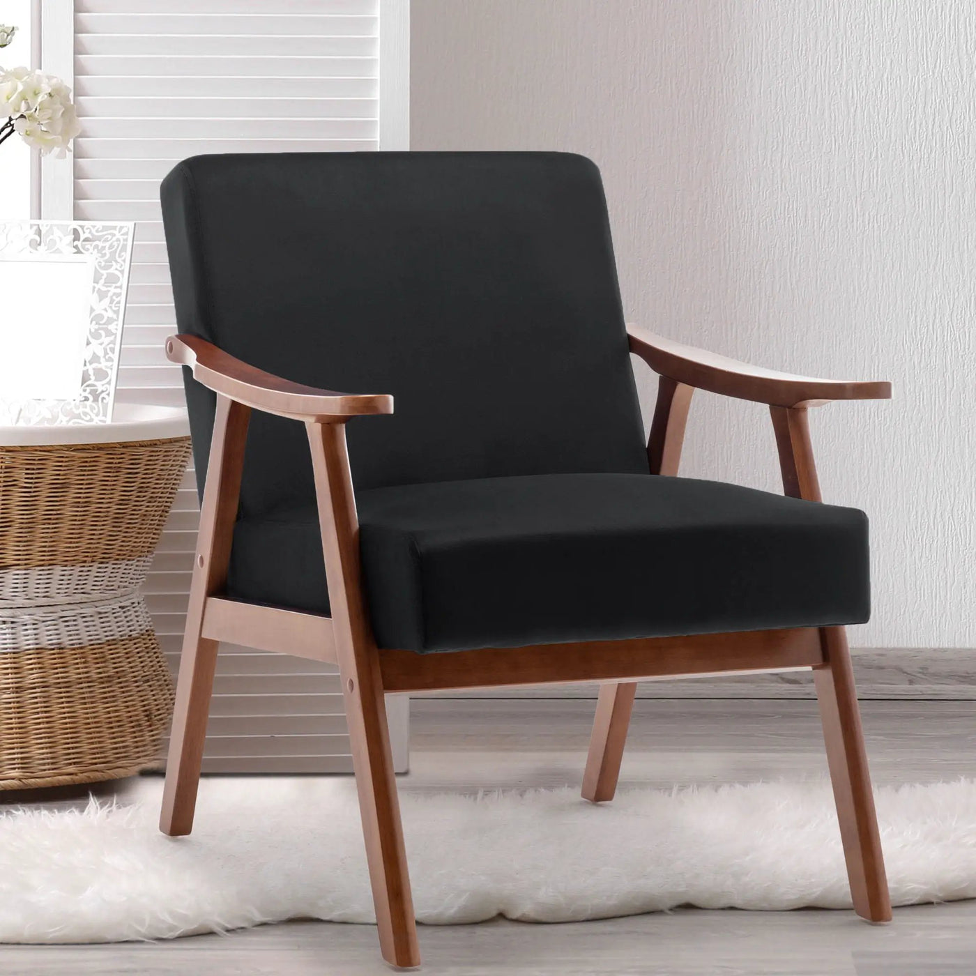 Mid Century Modern Accent Chair With Solid Wood Frame And Extra Thick Backrest by Unique Piece Furniture