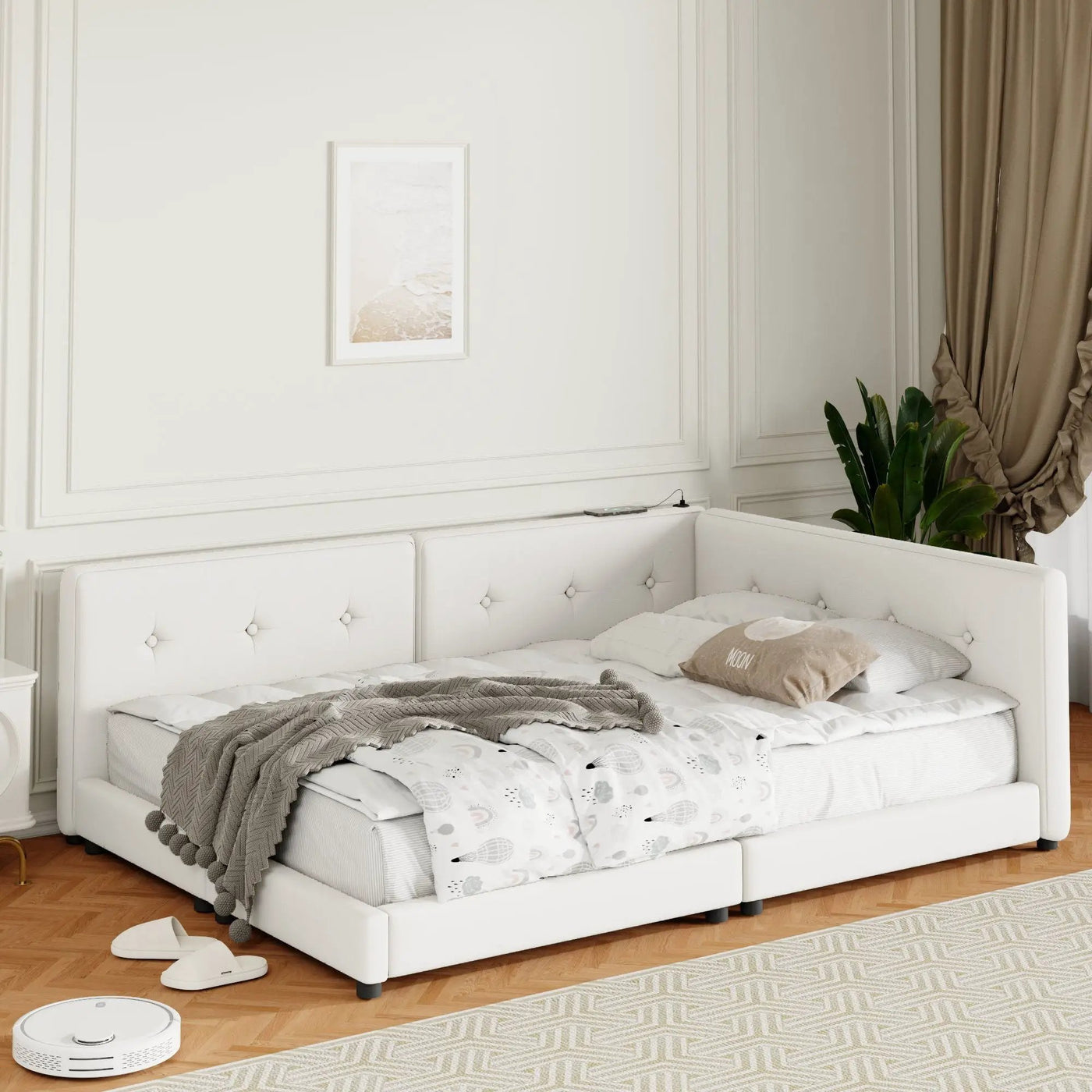 Modern Upholstered Platform Bed With USB Ports And LED Belt by HouseOfZazla