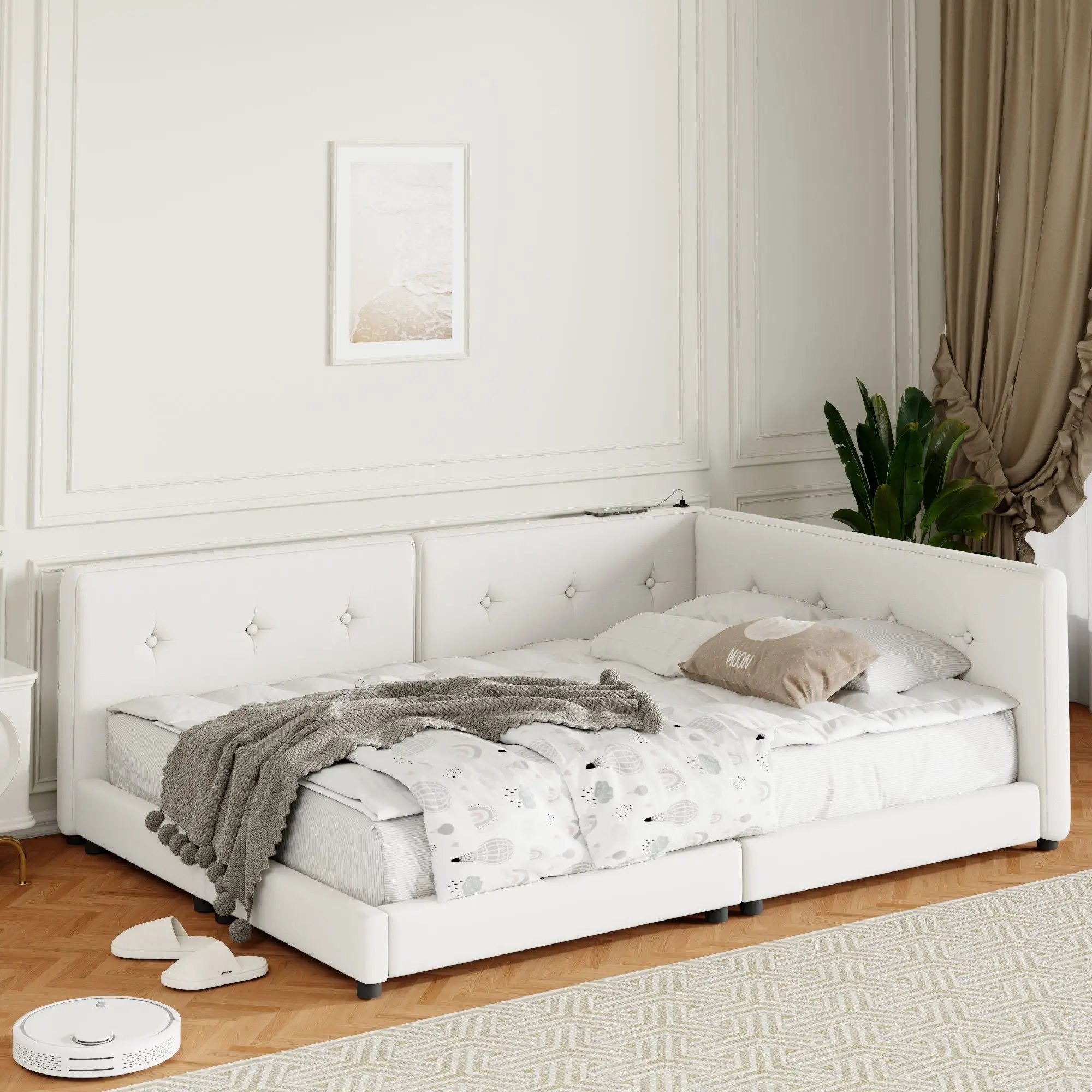 Modern Upholstered Platform Bed With USB Ports And LED Belt by Unique Piece Furniture