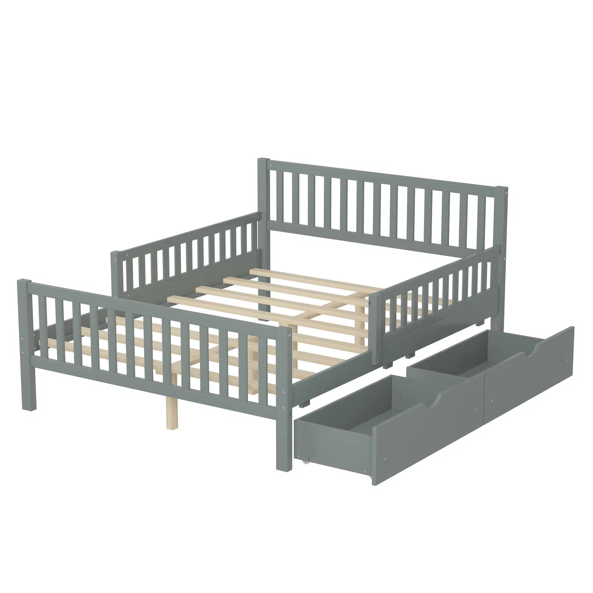 Platform Bed With Guardrails On Both Sides And 2 Storage Drawers by Unique Piece Furniture
