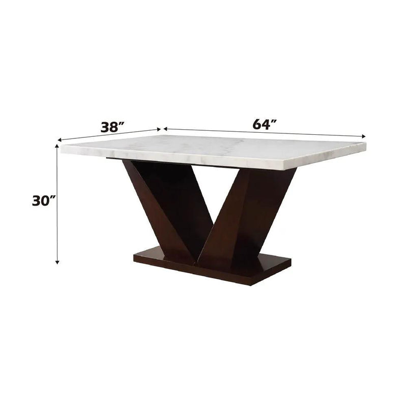 Forbes - Dining Table With Marble Top - White Marble Top & Walnut by Unique Piece Furniture
