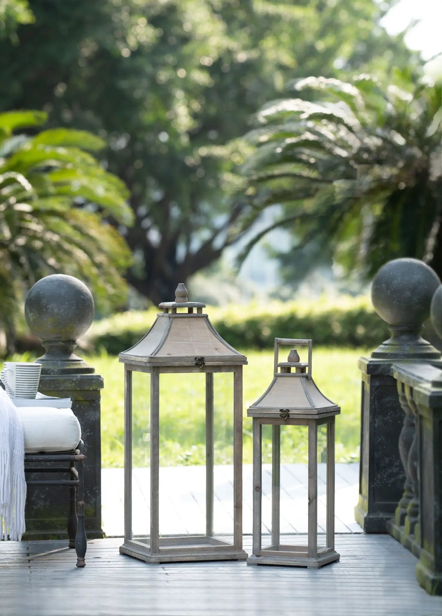 Candle Lantern Decorative, Hurricane Lantern Holder Decor For Indoor Outdoor, Home Garden Wedding - Ivory by HouseOfZazla