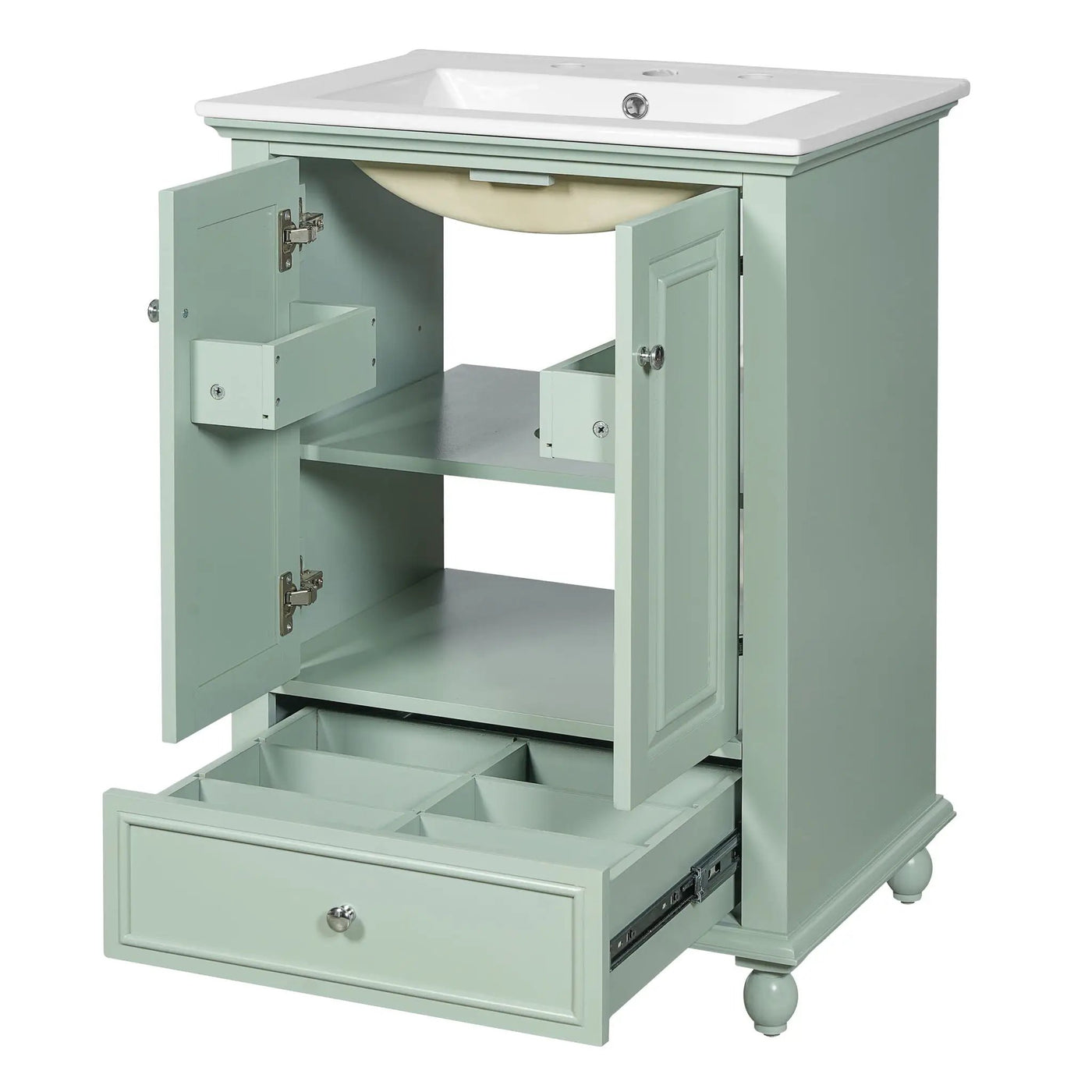 Modern Bathroom Vanity With Sink, Cabinet With Drawer And Dividers, Rectangular Storage Unit by HouseOfZazla