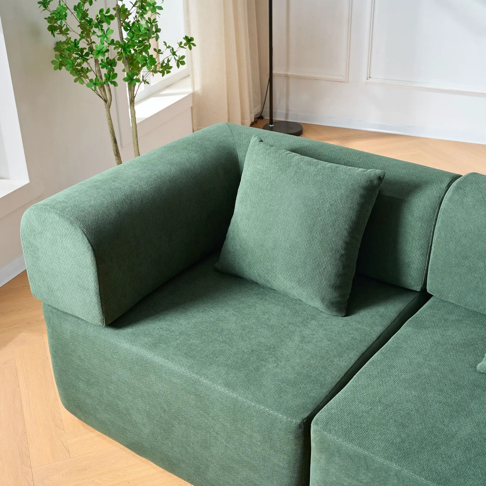 Modular L-Shaped Sectional Sofa With Deep Seat, Movable Chaise & 5 Pillows by HouseOfZazla