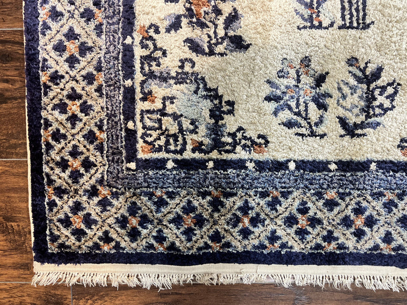 Silk Chinese Rug 3x5, Vintage Handmade Peking Carpet, Asian Oriental Art Deco Rug by Jewel Rugs