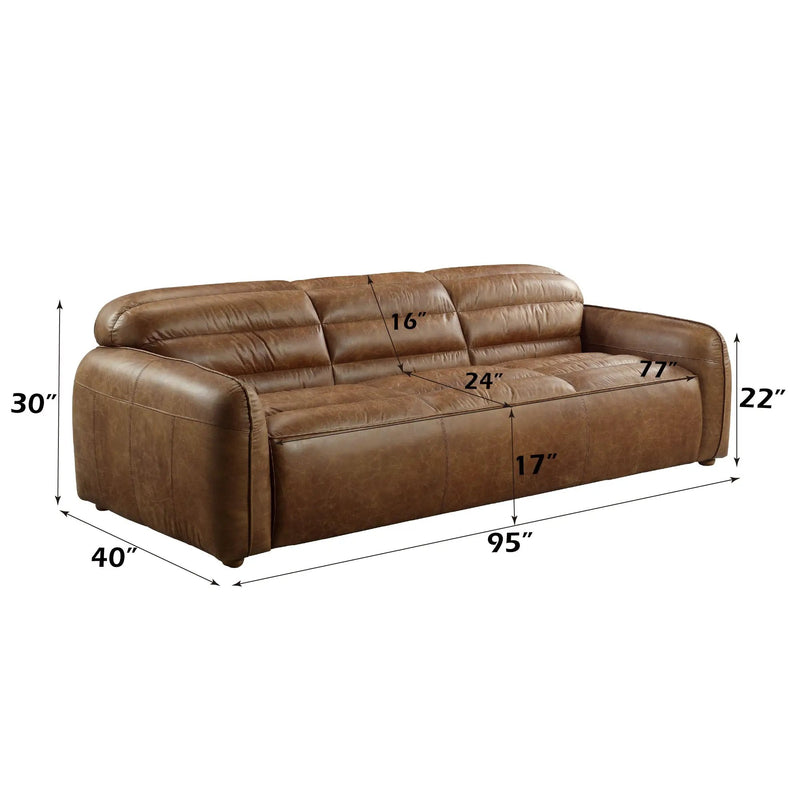 Rafer Cocoa Top Grain Leather Sofa by HouseOfZazla