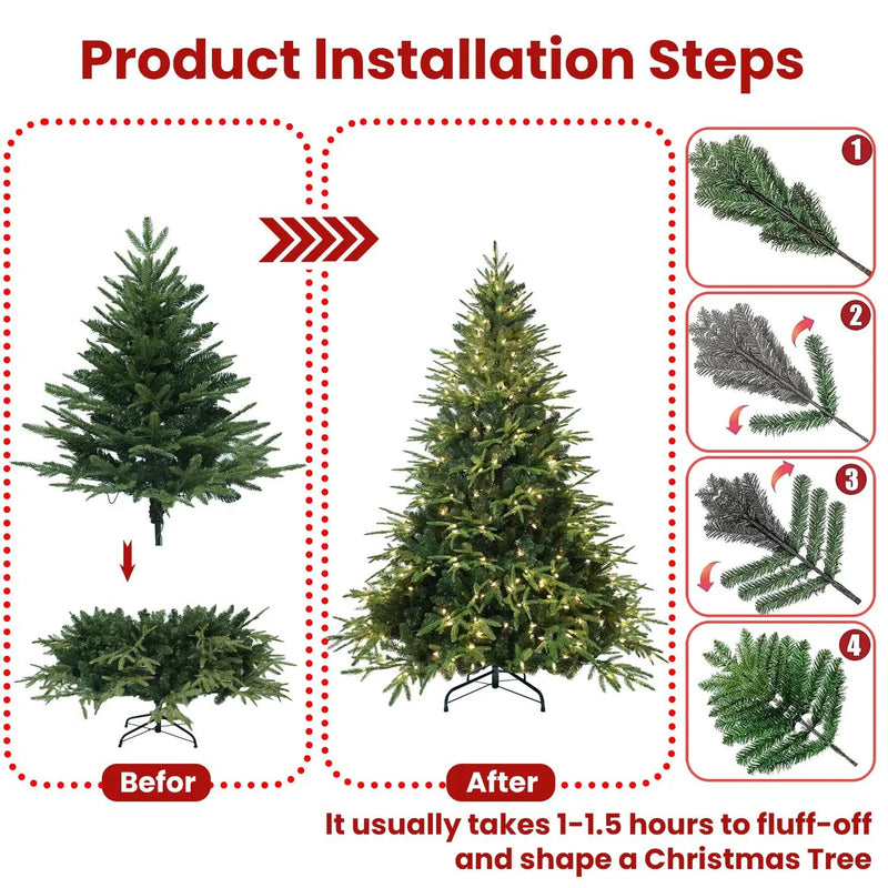 6.5ft Pre-Lit Artificial Christmas Tree with 450 Warm Lights by HouseOfZazla