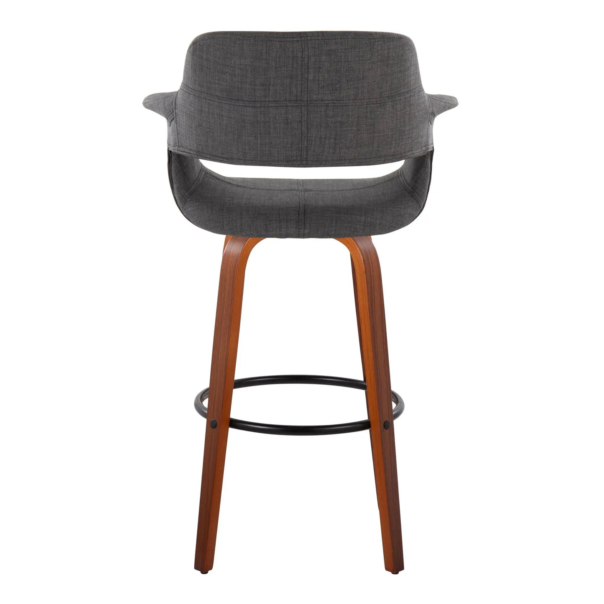 Vintage Flair - Mid Century Modern Fixed Height Barstool With Swivel With Round Footrest (Set of 2) by HouseOfZazla