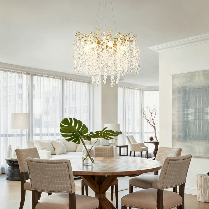 6-Light Chandelier Crystal Ceiling Lamp in Gold by HouseOfZazla