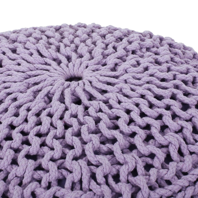 Bordeaux - Knitted Round Pouf Ottoman by HouseOfZazla