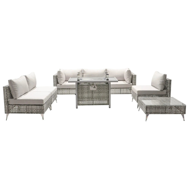 K&K Patio 8-Piece Patio Furniture Set with 43" Fire Pit Table by HouseOfZazla