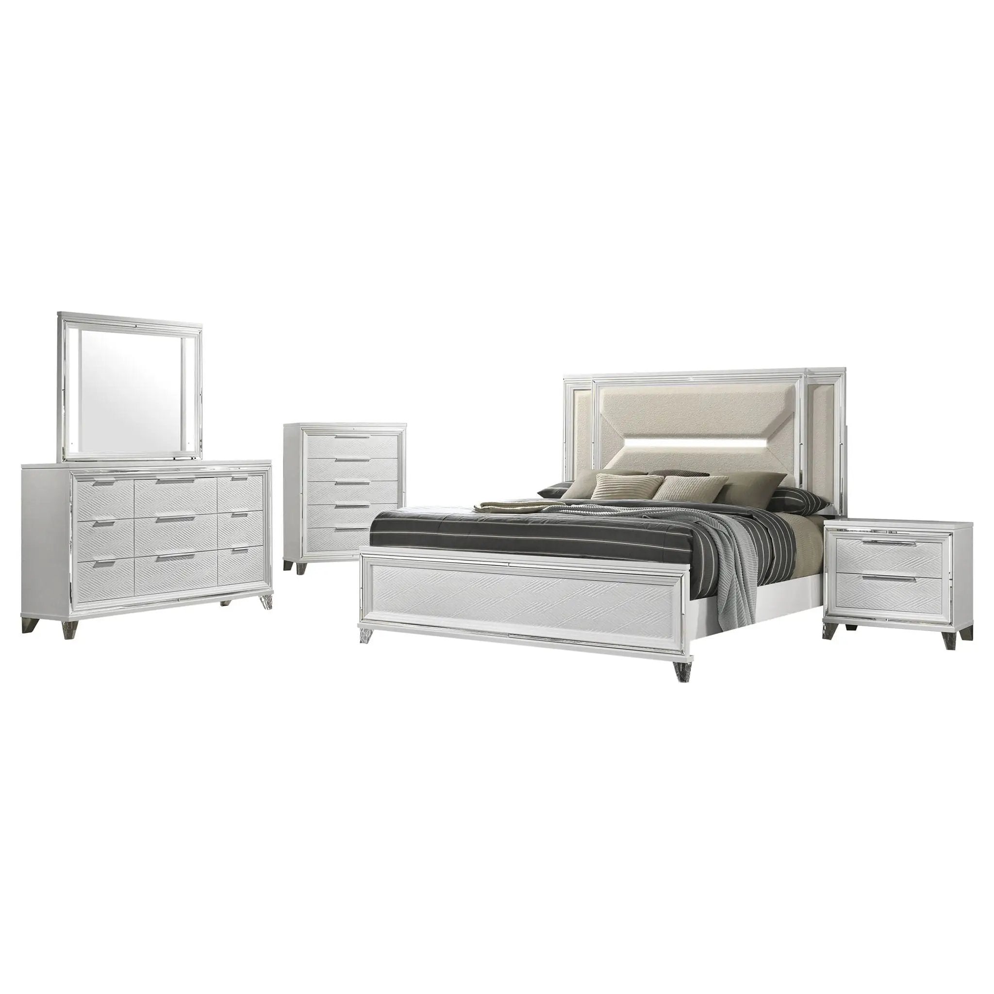 Marmore 5-piece Queen Bedroom Set White by Unique Piece Furniture