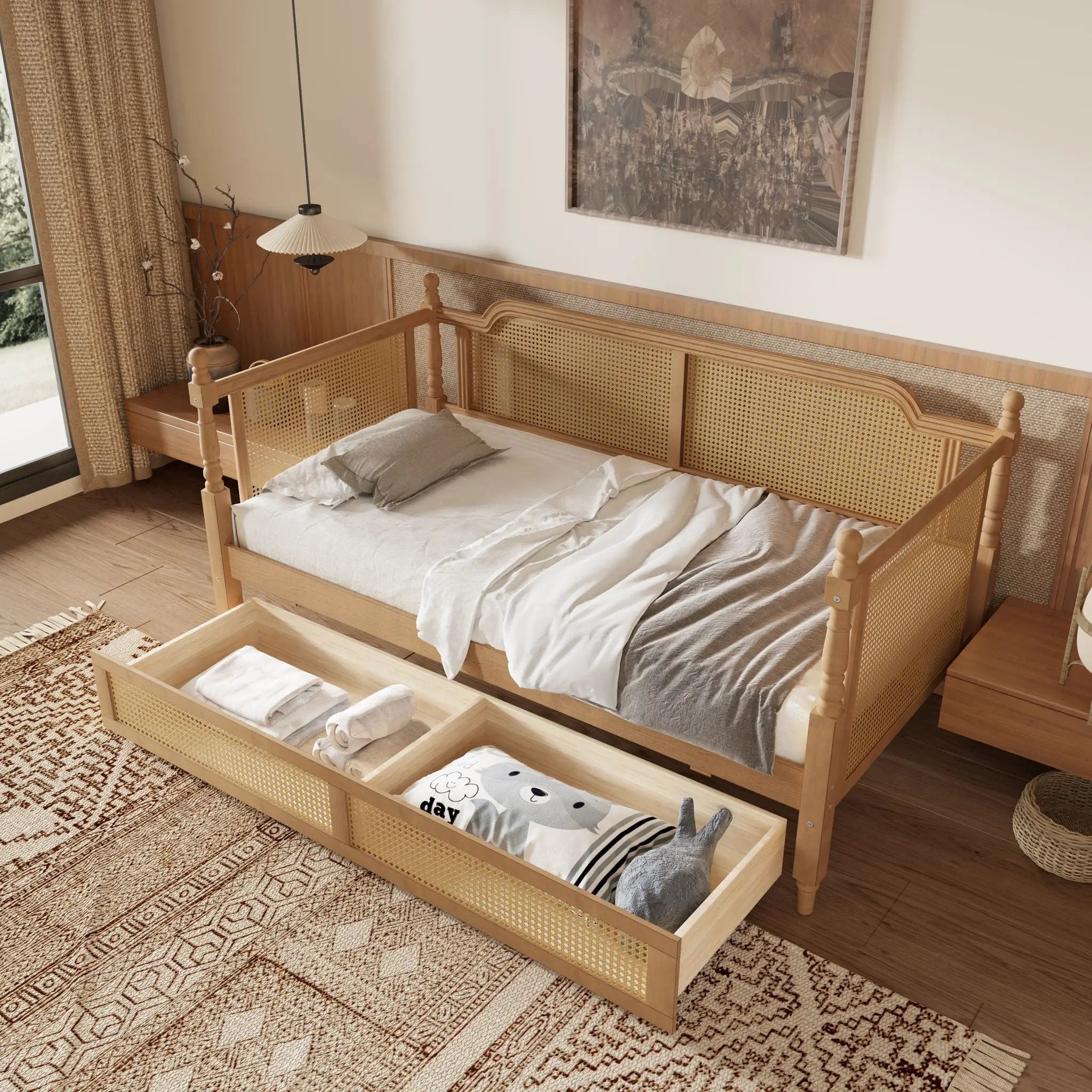Traditional Style Rattan Daybed, No Box Spring Needed by Unique Piece Furniture