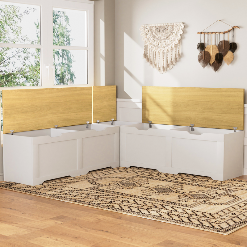 3-Piece L-Shaped Multi-Functional Storage Bench with Cushion by HouseOfZazla